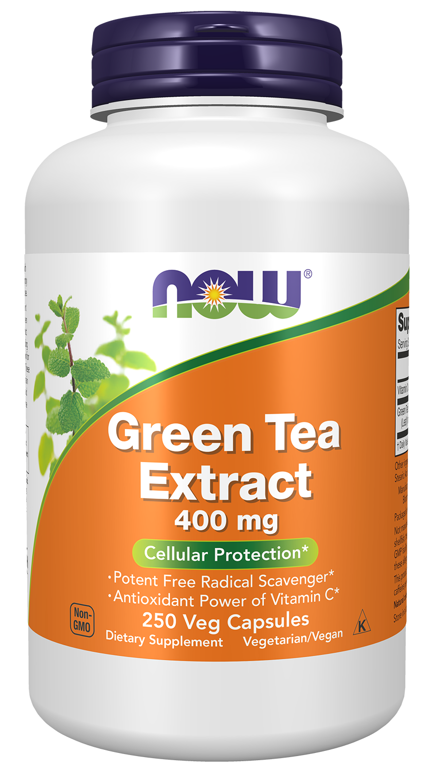 NOW Supplements, Green Tea Extract 400 mg with Vitamin C, 250 Veg Caps — product image
