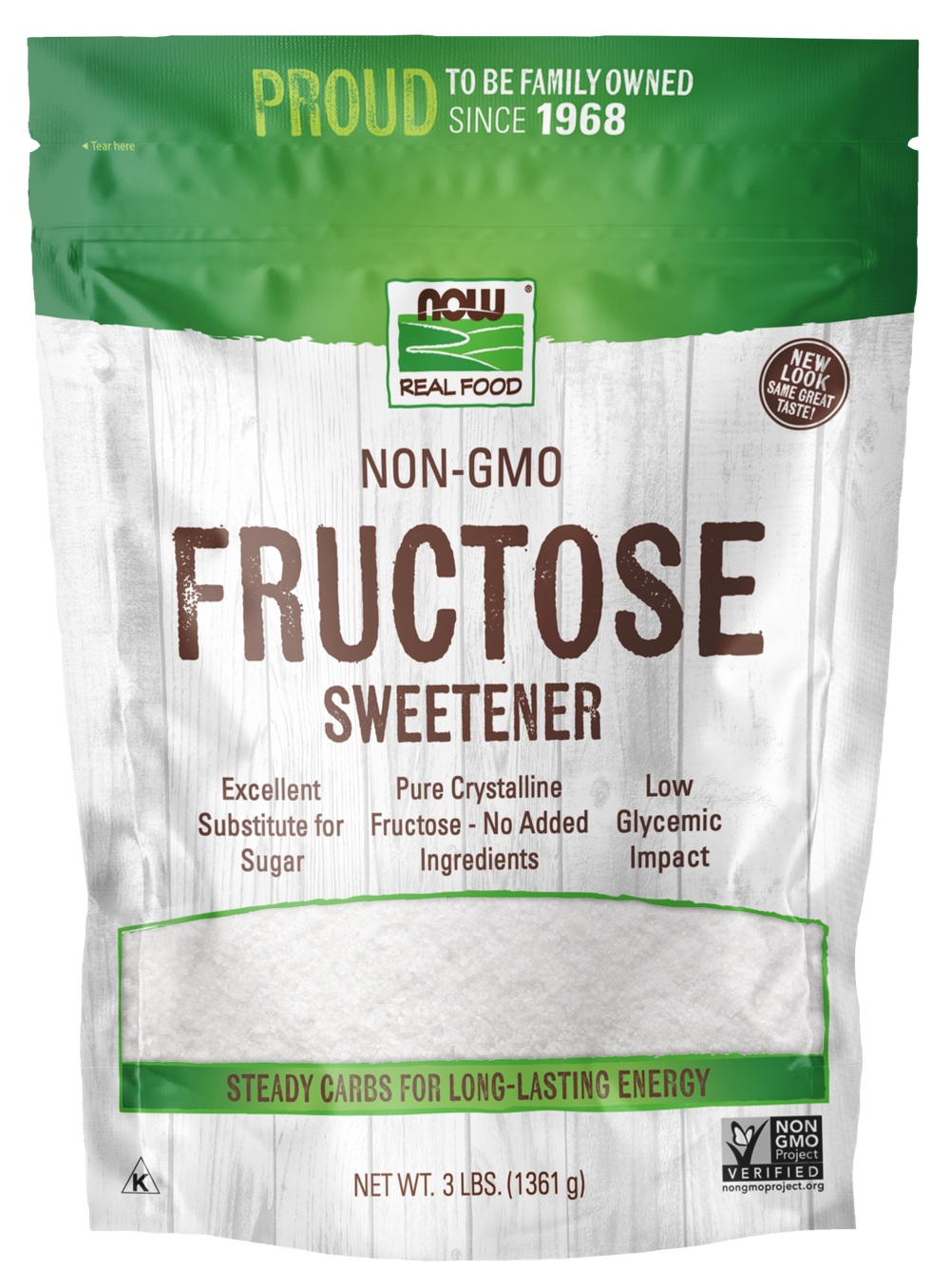 NOW Foods, Fructose, Crystalline, Sugar Substitute, 3 lbs — product image