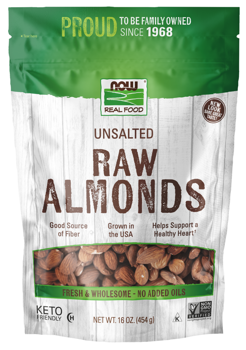 NOW Foods, Almonds, Raw and Unsalted, Protein & Fiber, 16 oz — product image