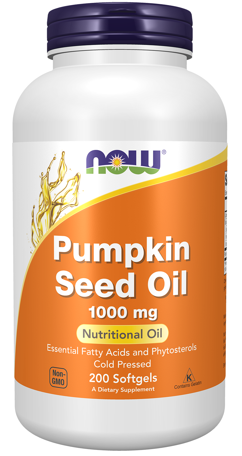 NOW Supplements, Pumpkin Seed Oil 1000 mg, Cold Pressed, 200 Softgels — product image