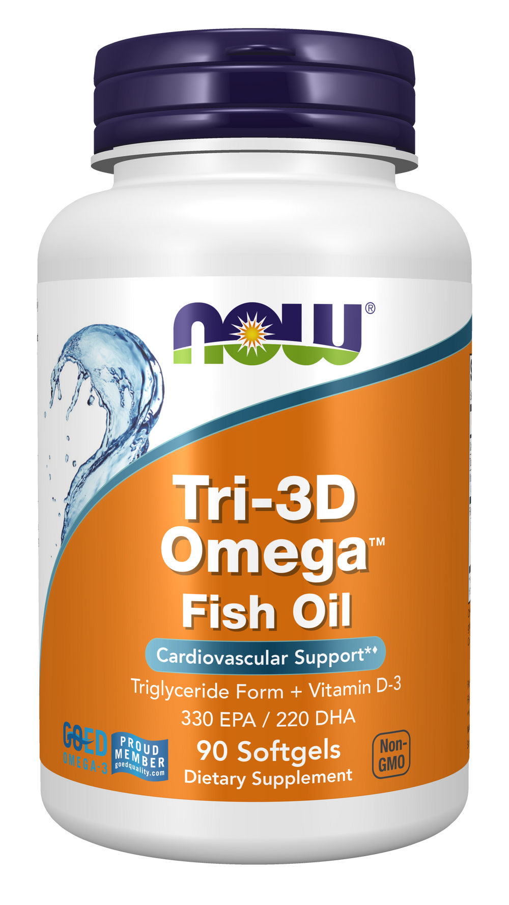 NOW Supplements, Tri-3D Omega™, Triglyceride Form of Fish Oil, 90 Softgels — product image