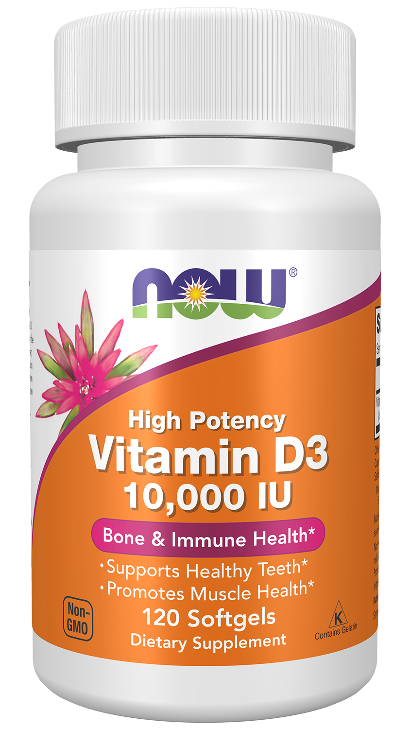 NOW Supplements, Vitamin D-3 10,000 IU, Structural Support*, 120 Softgels — product image