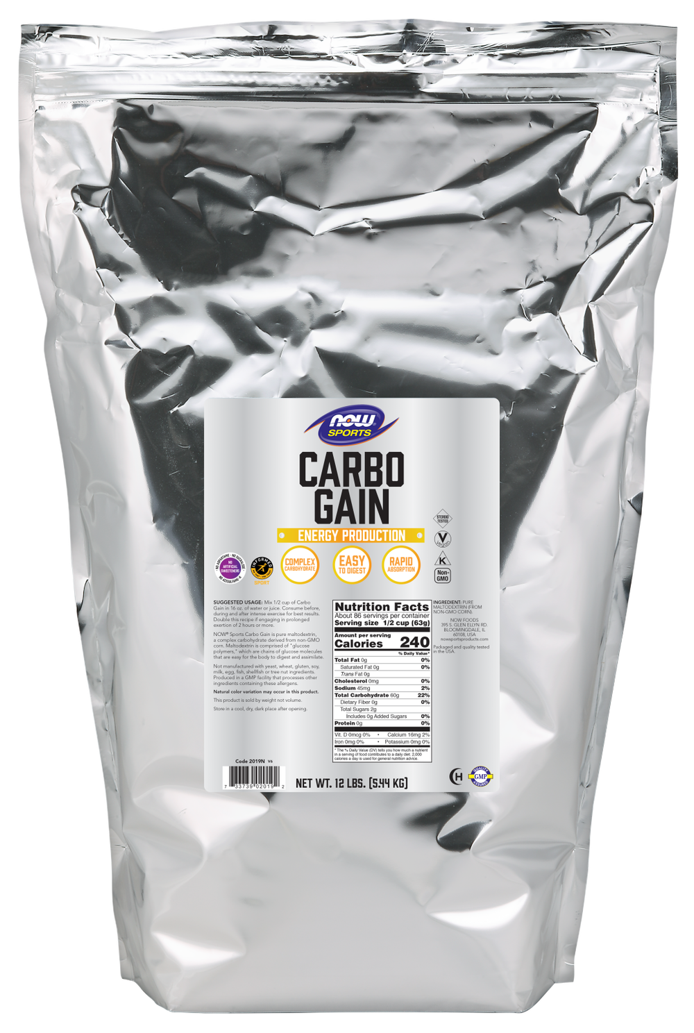 NOW Sports, Carbo Gain Powder, Rapid Absorption, Energy Production, 12 lbs — product image