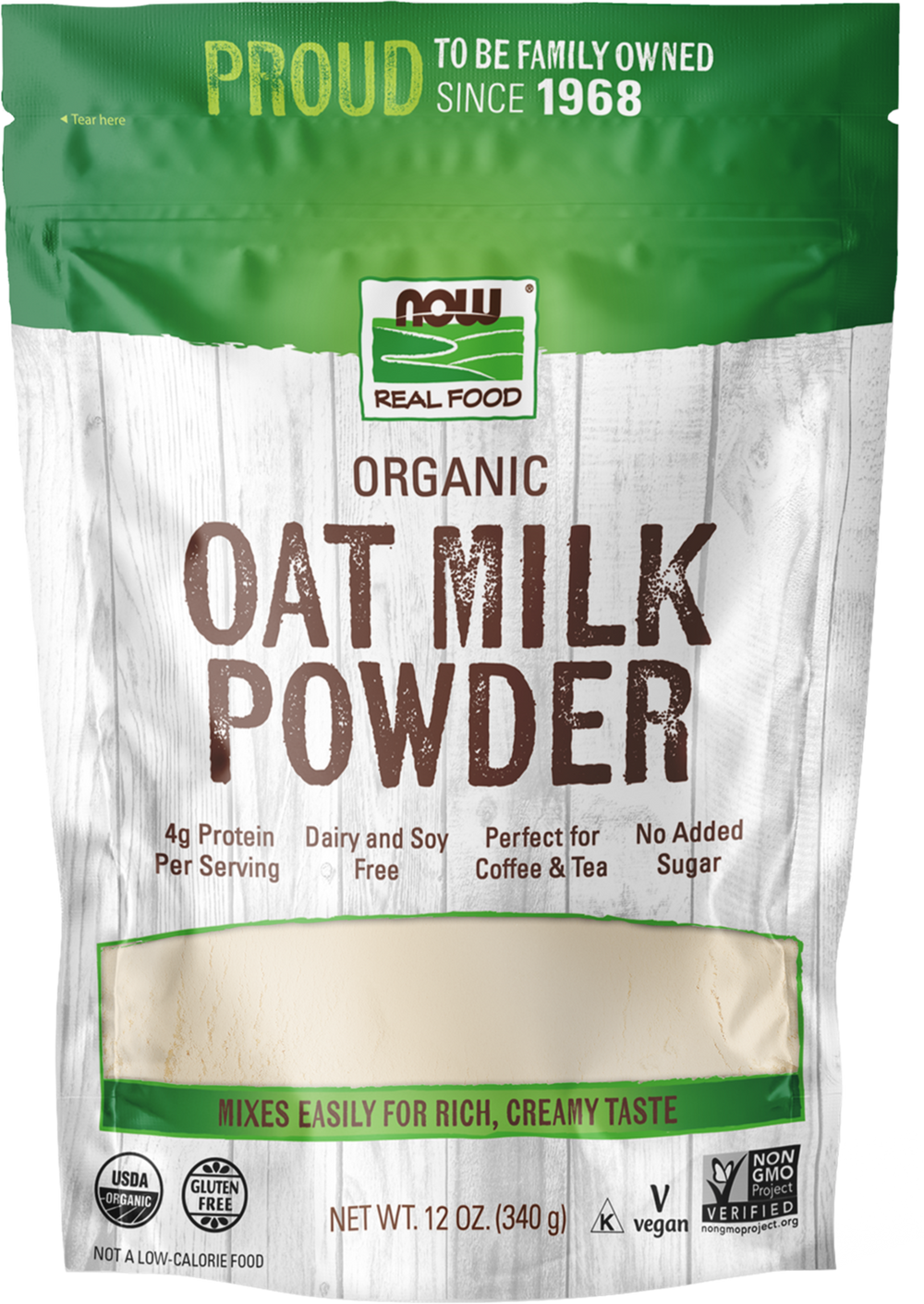 NOW Foods, Organic Oat Milk Powder, Dairy and Soy Free , 12 oz — product image
