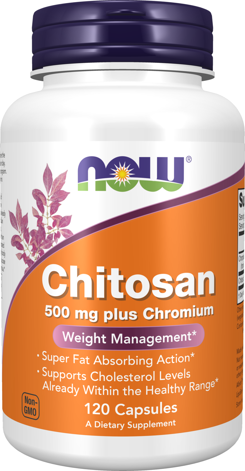 NOW Supplements, Chitosan 500 mg plus Chromium, 120 Veg Caps — product image