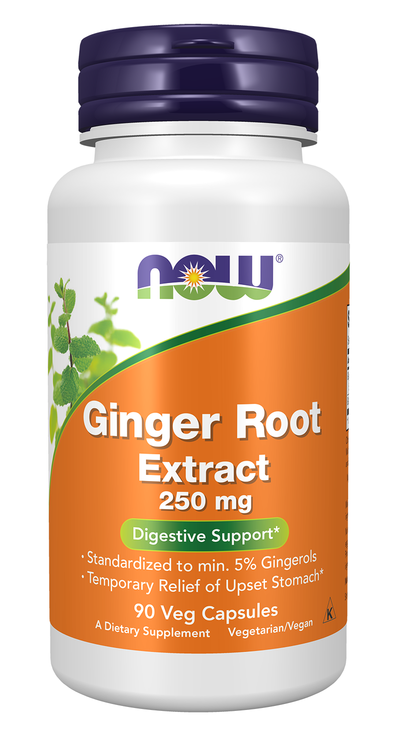 NOW Supplements, Ginger Root Extract 250 mg, Digestion*, 90 Veg Caps — product image
