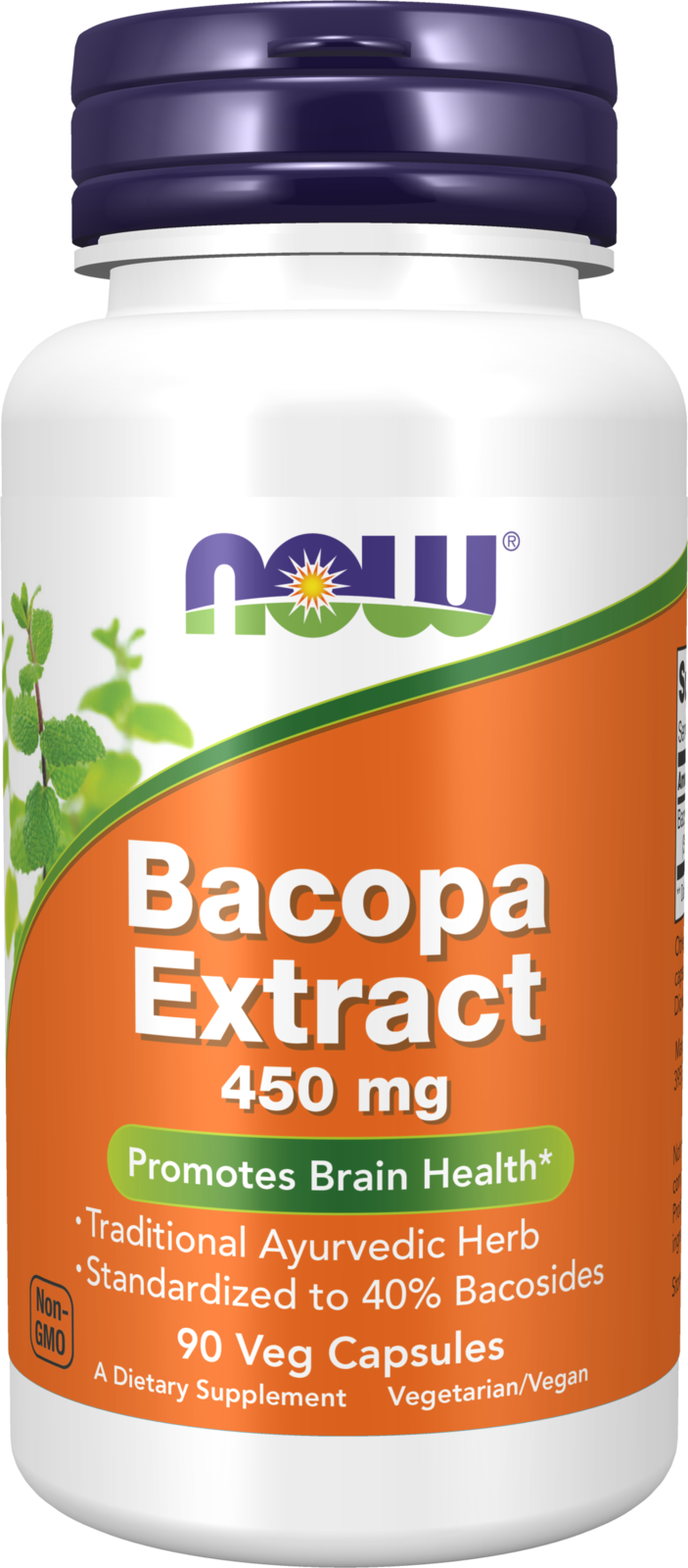 NOW Supplements, Bacopa Extract 450 mg, Brain Health*, 90 Veg Caps — product image