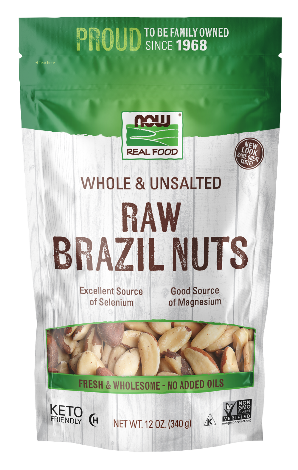 NOW Foods, Brazil Nuts, Whole, Raw , Unsalted, Source of Selenium, 12 oz — product image