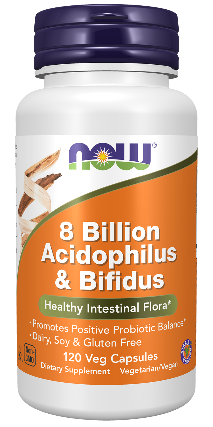 NOW Supplements, 8 Billion Acidophilus & Bifidus, Probiotic, 120 Veg Caps — product image