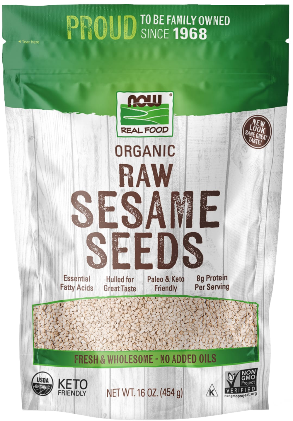 NOW Foods, Certified Organic Sesame Seeds, Hulled for Great Taste, 16 oz — product image