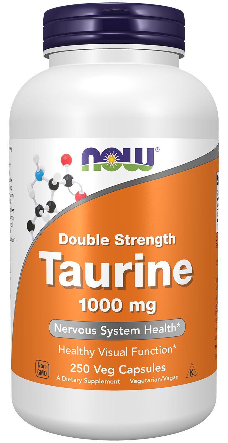 NOW Supplements, Taurine 1,000 mg, Double Strength, 250 Veg Caps — product image