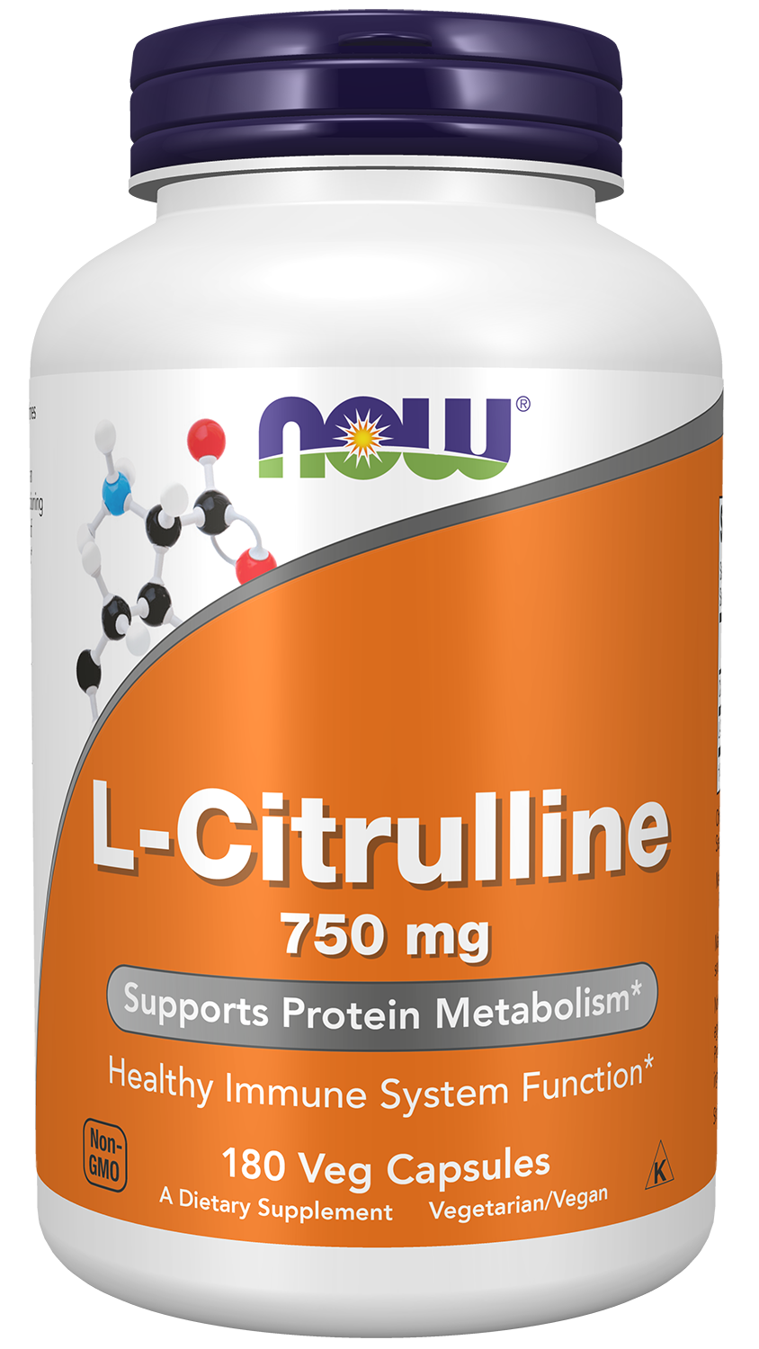 NOW Supplements, L-Citrulline 750 mg, Amino Acid, 180 Veg Caps — product image