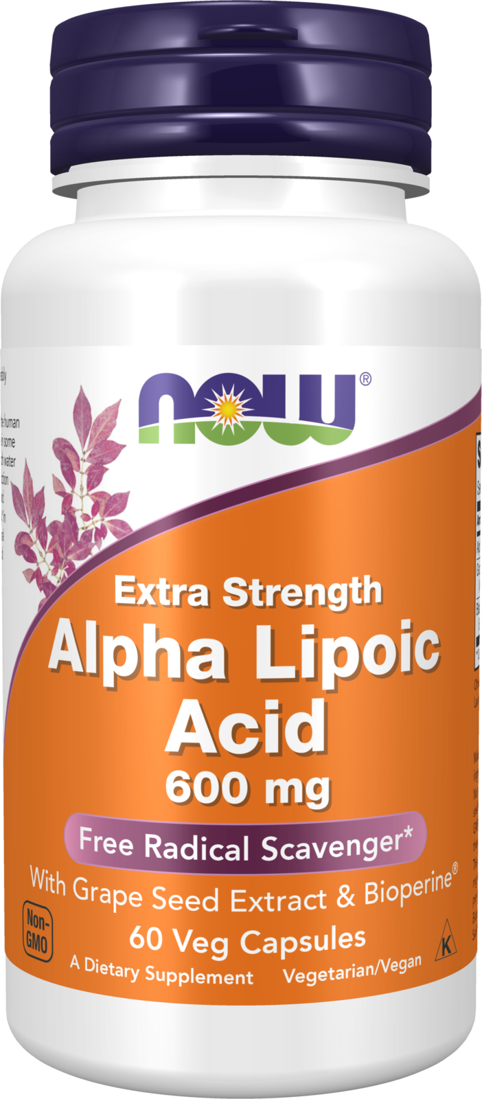 NOW Supplements, Alpha Lipoic Acid 600 mg, Extra Strength, 60 Veg Caps — product image