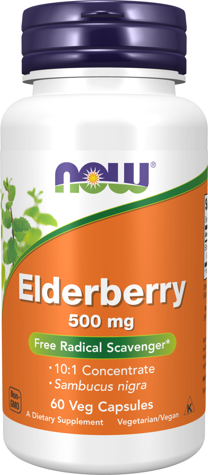 NOW Supplements, Elderberry (Sambucus nigra) 500 mg, 60 Veg Caps — product image