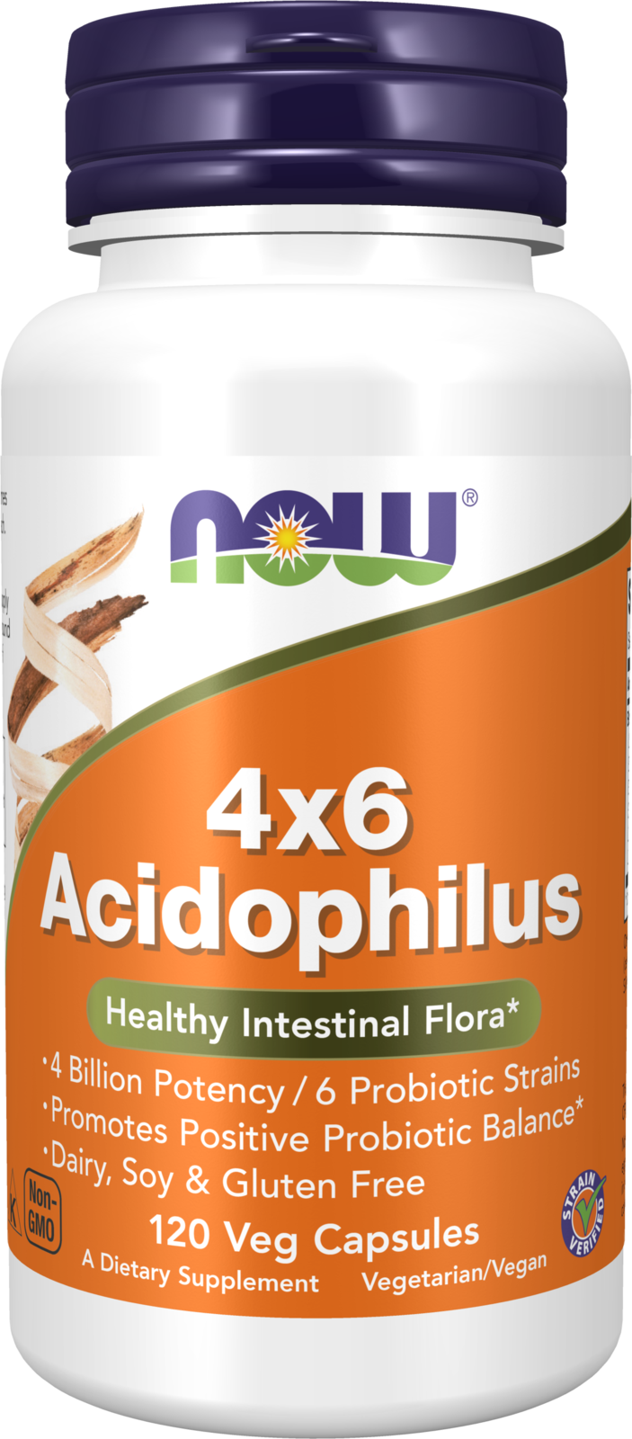 NOW Supplements, Acidophilus 4X6, 4 Billion,  6 Strains, 120 Veg Caps — product image