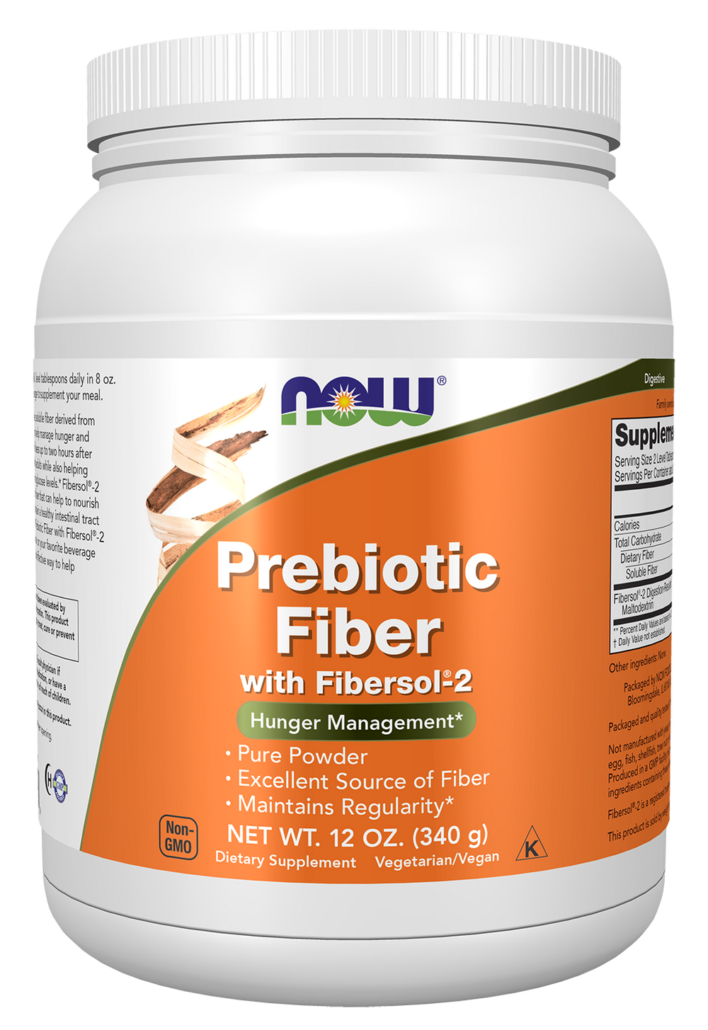NOW Supplements, Prebiotic Fiber with Fibersol-2, Powder, 12-oz — product image