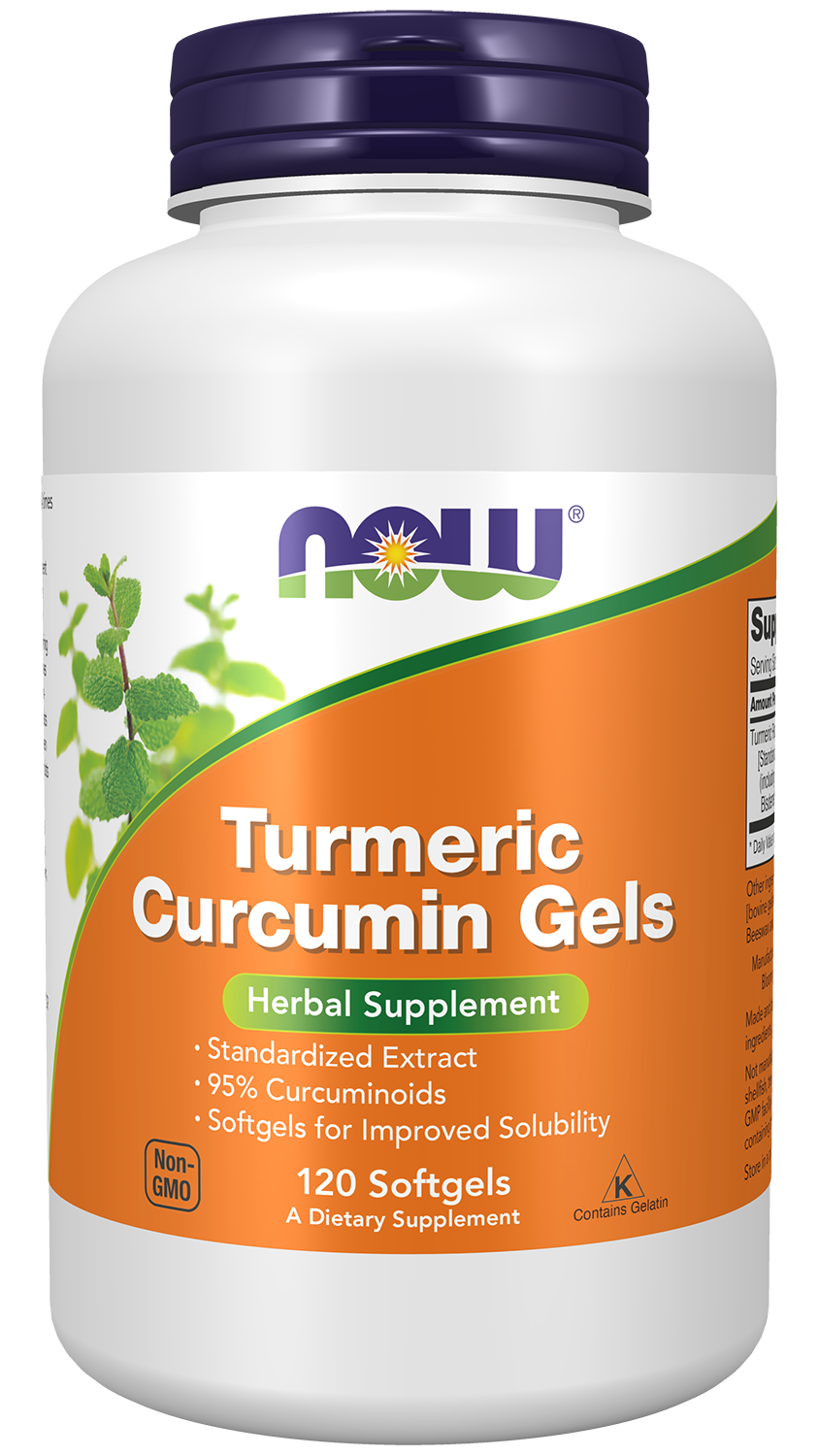 NOW Supplements, Tumeric Curcumin Gels, With 95% Curcuminoids, 120 Softgels — product image