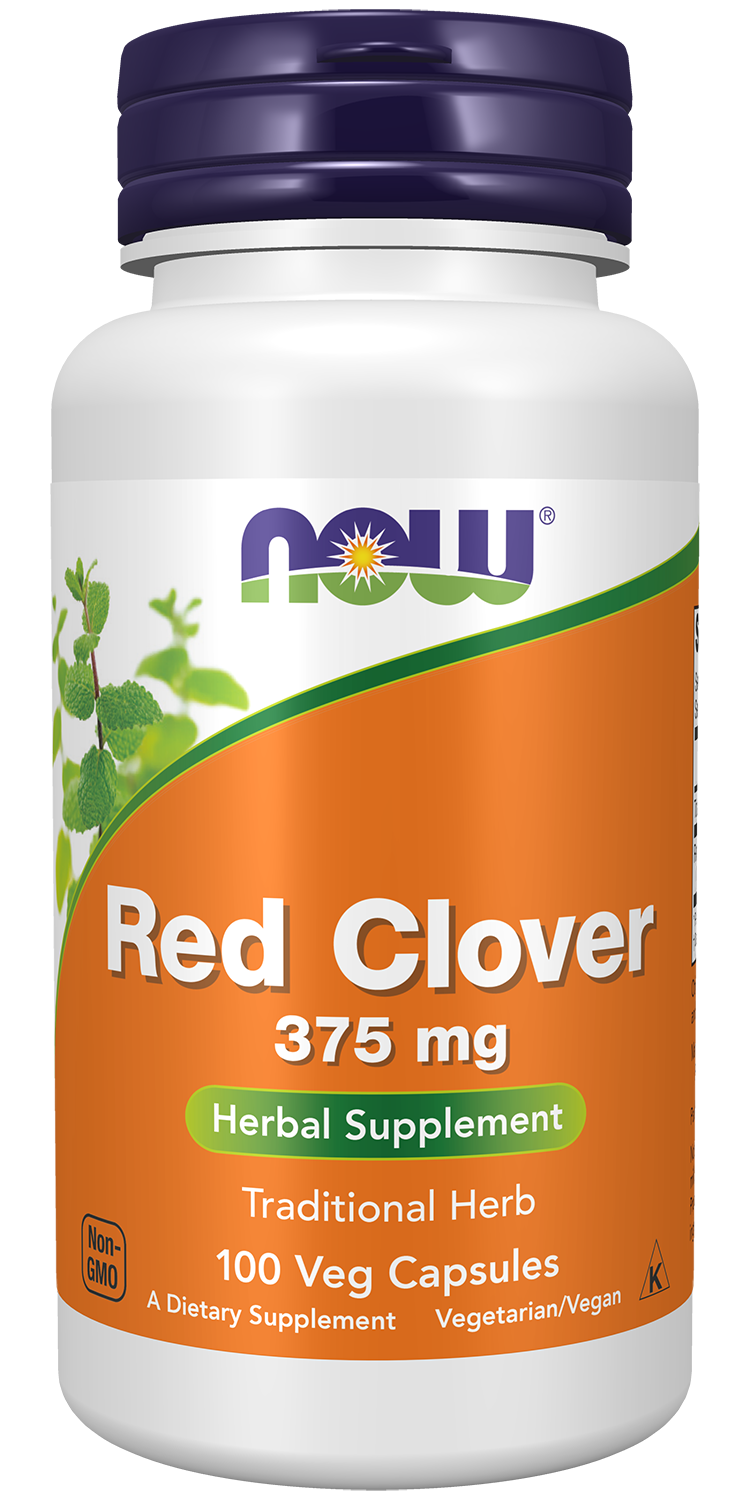 NOW Supplements, Red Clover 375 mg, Herbal Supplement, 100 Veg Caps — product image