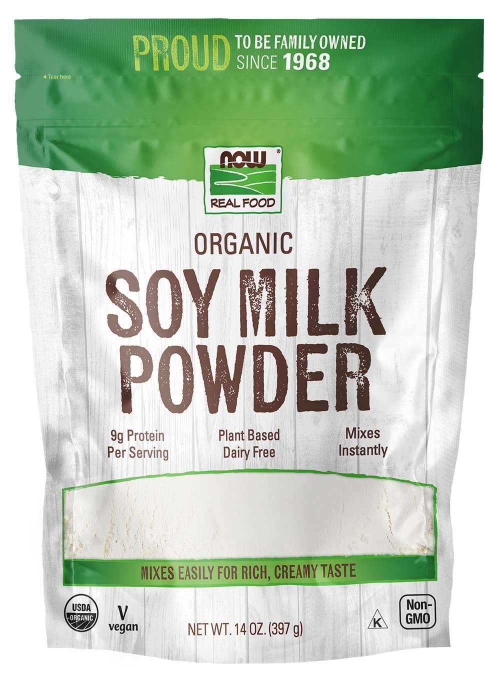 NOW Foods, Organic Soy Milk Powder, Instant Mix, Dairy Alternative, 14 oz — product image