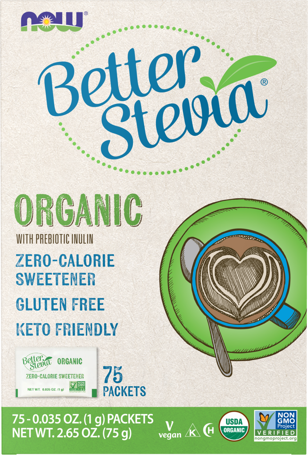 NOW BetterStevia® Organic Zero-Calorie Sweetener, 75 Packets — product image