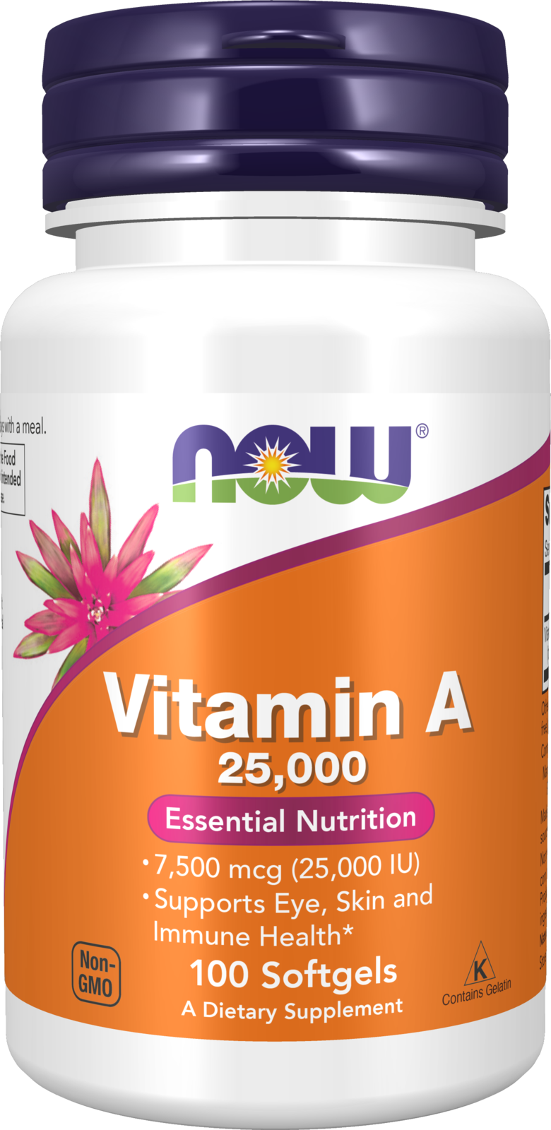 NOW Supplements, Vitamin A (Fish Liver Oil) 25,000 IU, 100 Softgels — product image