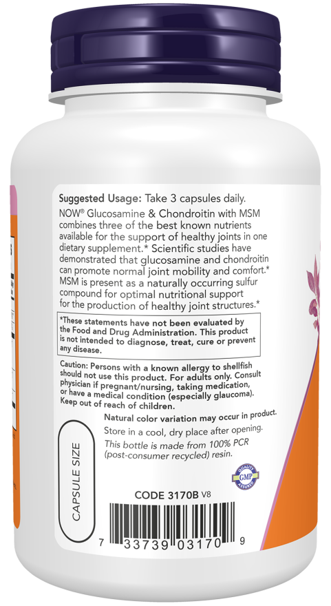 Now Foods Glucosamine & Chondroitin with MSM 90 Capsules