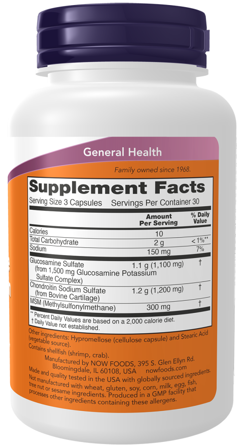 Now Foods Glucosamine & Chondroitin with MSM 90 Capsules