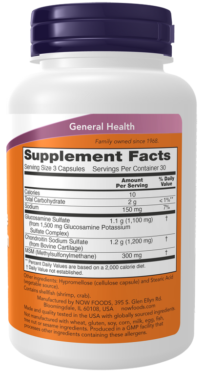 Now Foods Glucosamine & Chondroitin with MSM 90 Capsules