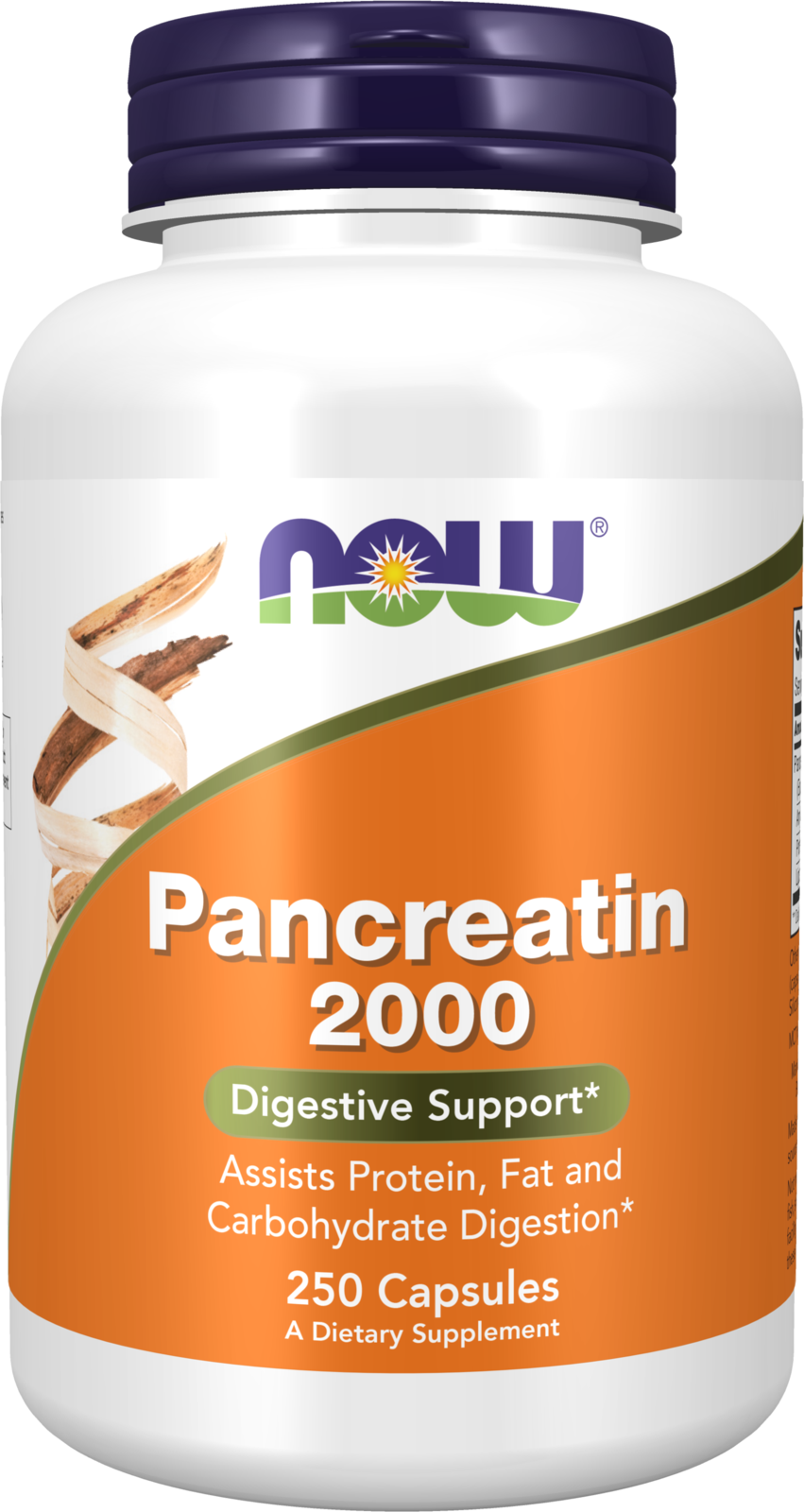 NOW Supplements, Pancreatin 2000, Protease, Amylase Enzymes, 250 Caps — product image