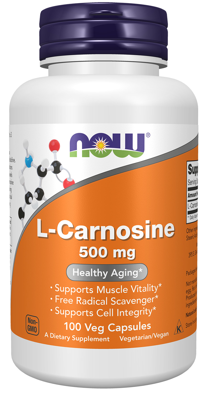 NOW Supplements, L-Carnosine 500 mg, Healthy Aging*, 100 Veg Caps — product image