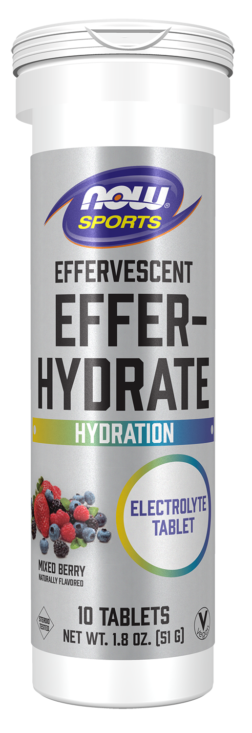NOW Sports, Effervescent Effer-Hydrate, Electrolytes, Mixed Berry, 10 Tabs — product image