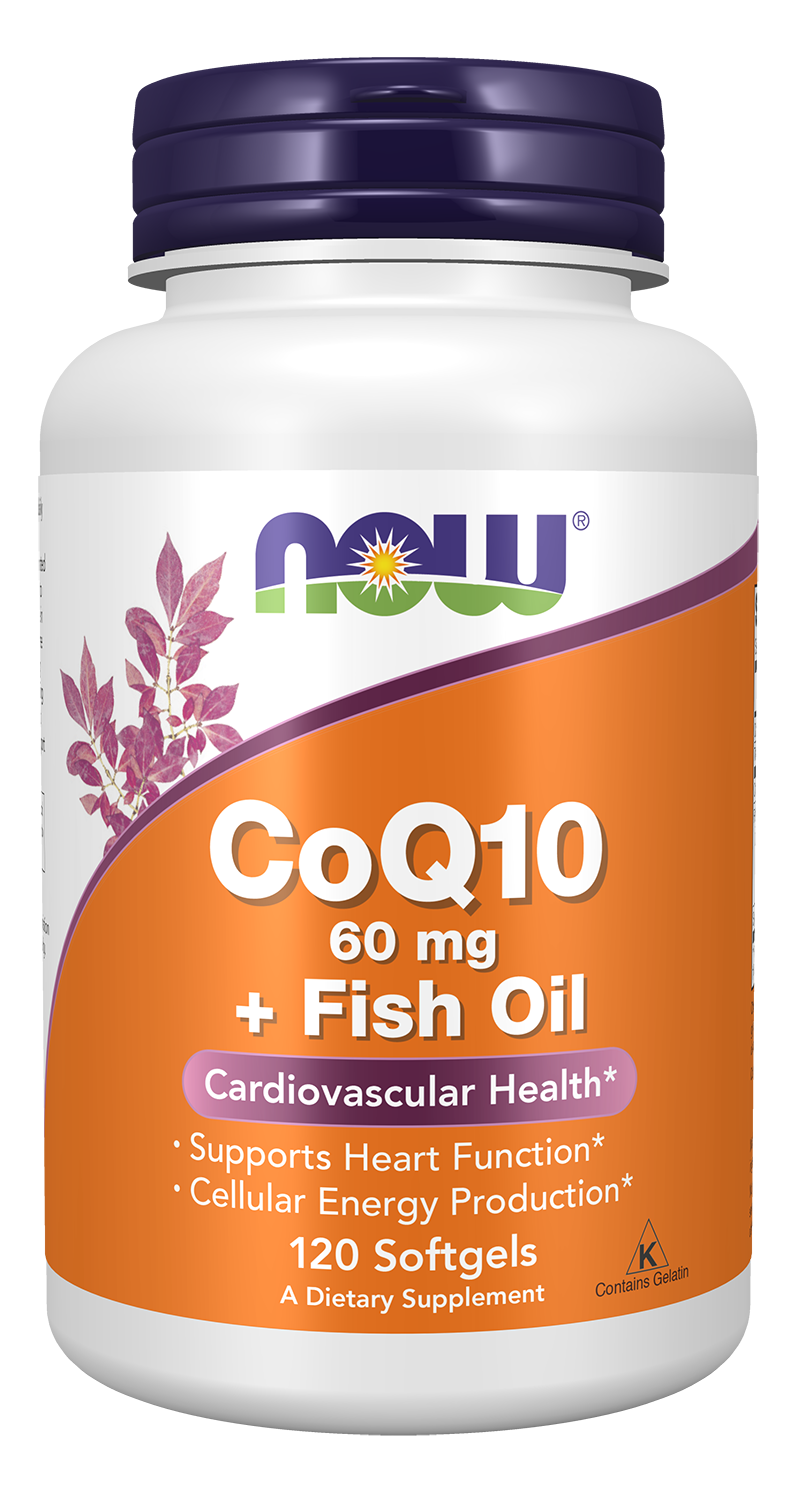 NOW Supplements, CoQ10 60 mg with Omega 3 Fish Oil, 120 Softgels — product image