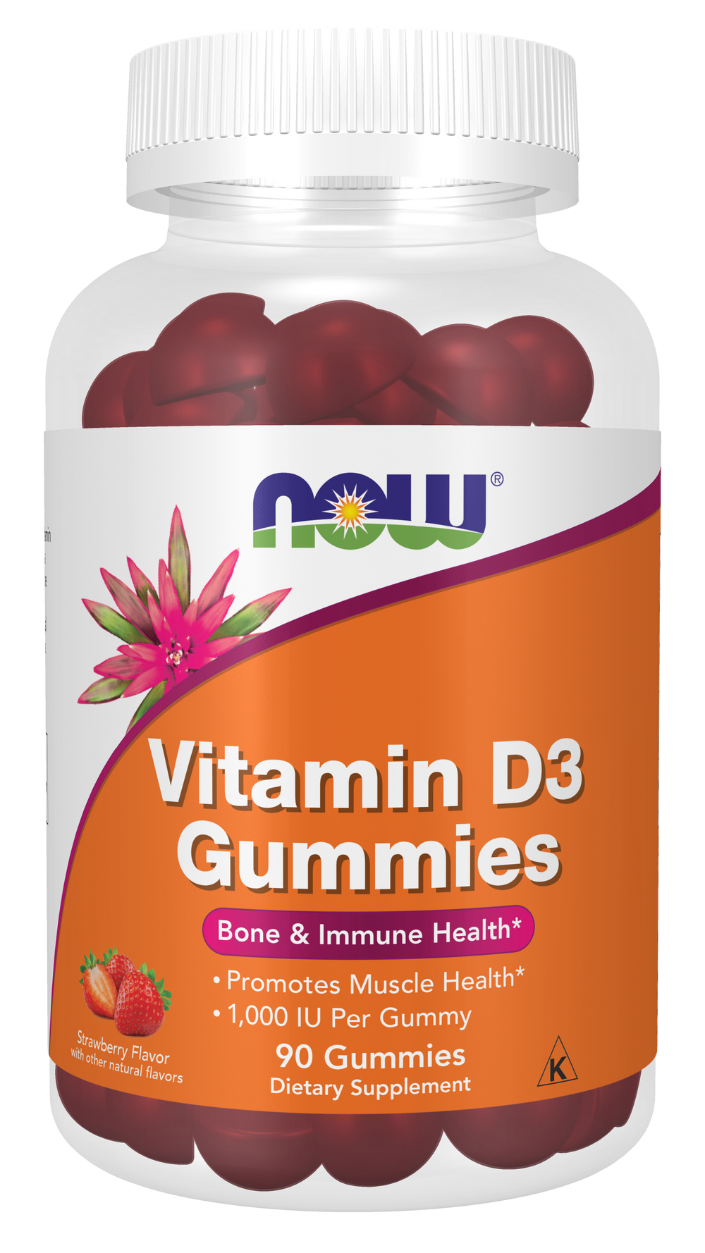 NOW Supplements, Vitamin D3 Gummies, Bone and Immune Health*, 90 Gummies — product image