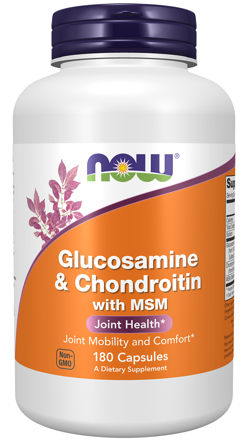 NOW Supplements, Glucosamine & Chondroitin with MSM, 180 Veg Caps — product image