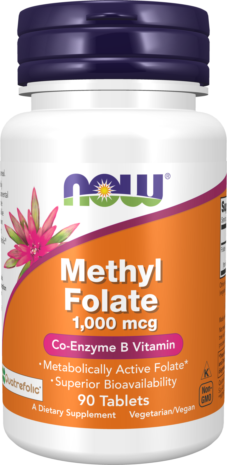NOW Supplements, Methyl Folate 1000 mcg, Co-Enzyme B Vitamin, 90 Tabs — product image