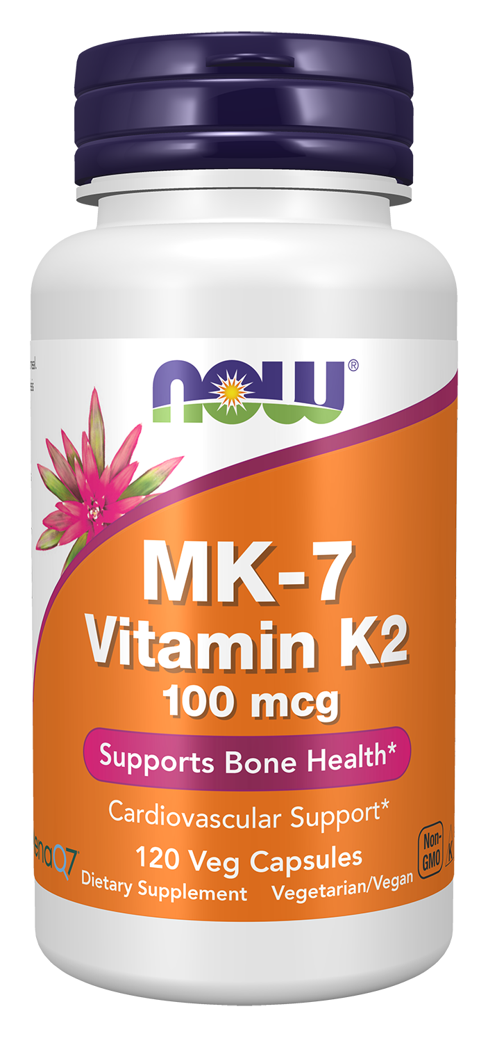 NOW Supplements, MK-7 Vitamin K-2 100 mcg, 120 Veg Caps — product image