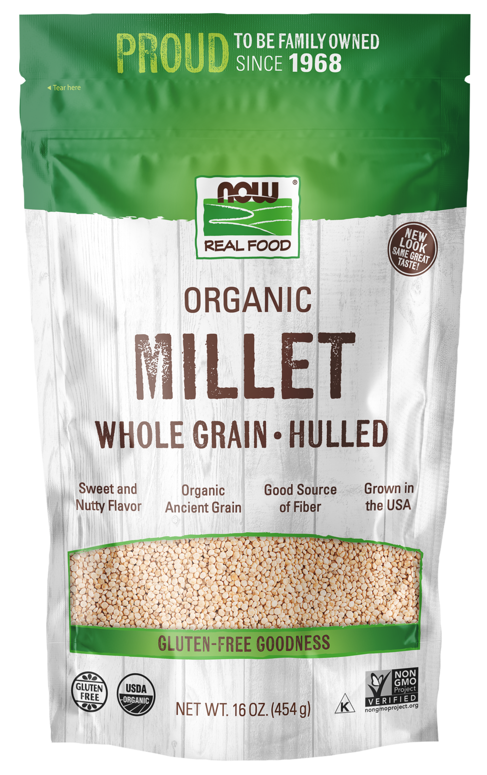 NOW Foods, Organic Millet, Gluten-Free, Whole Grain, 16 oz — product image