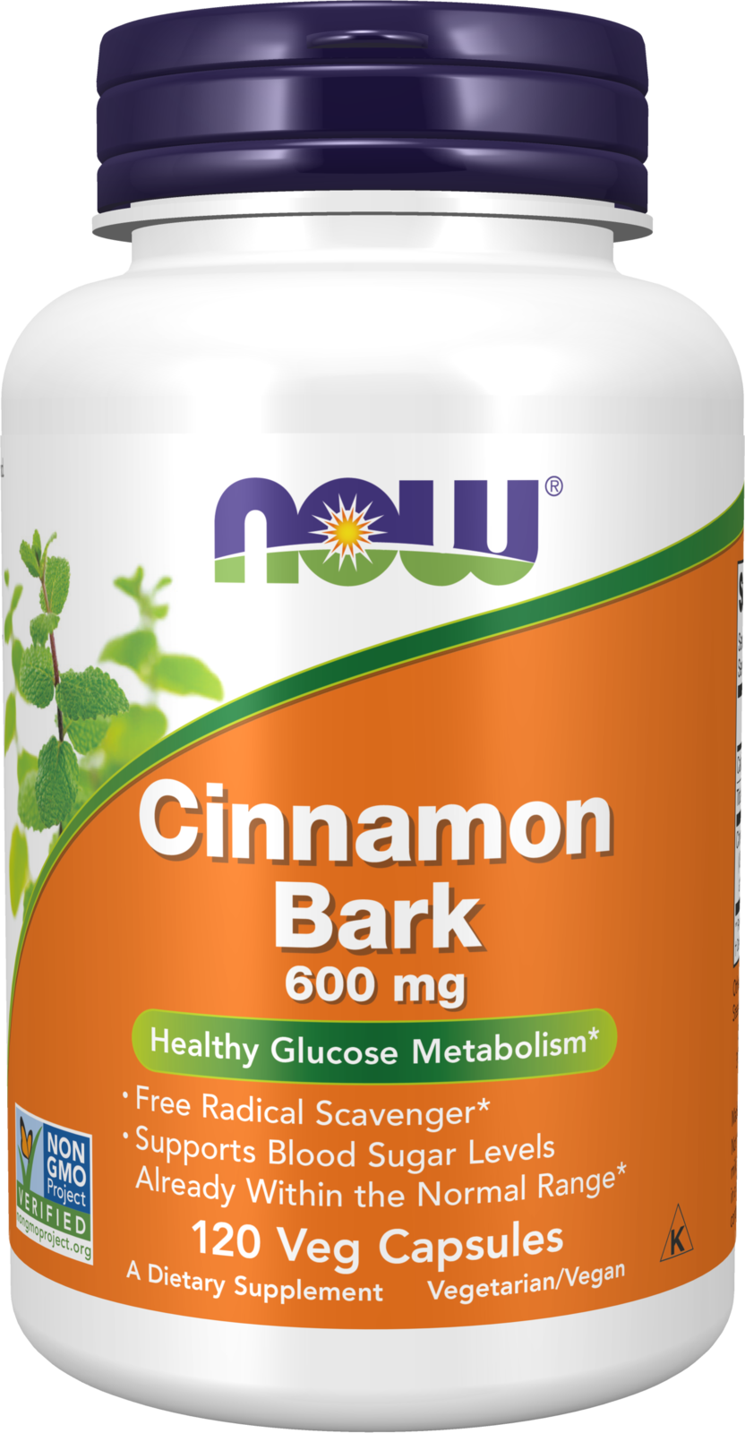 NOW Supplements, Cinnamon Bark 600 mg, 120 Veg Caps — product image