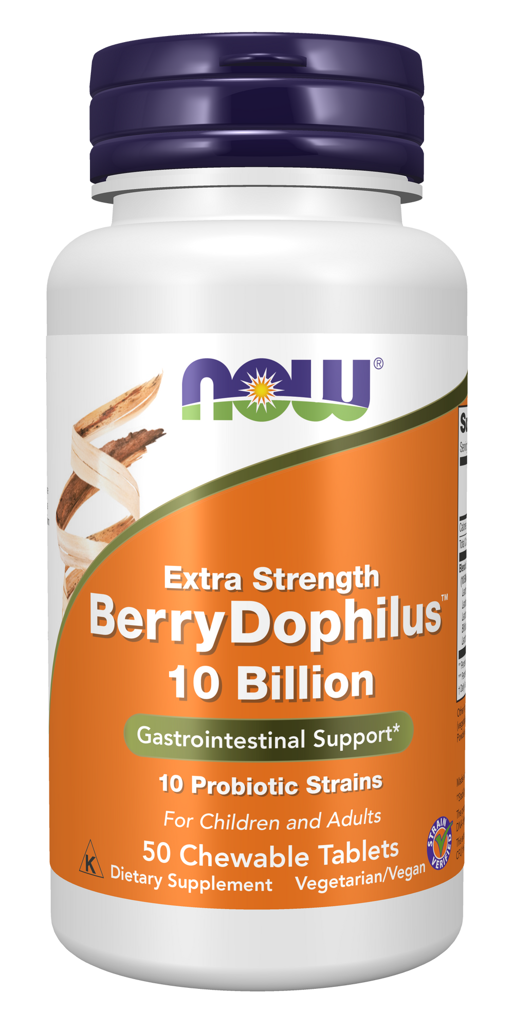 NOW Supplements, BerryDophilus™, 10 Billion, 10 Strains, 50 Chewables — product image