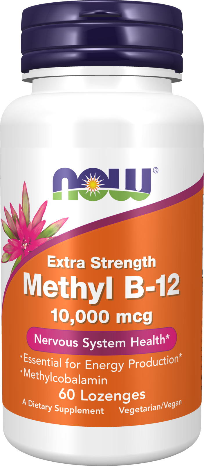 NOW Supplements, Methyl B-12 10000 mcg, Nervous System Health*, 60 Lozenges — product image