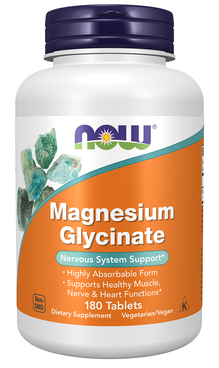 NOW Supplements, Magnesium Glycinate 100 mg, 180 Tabs — product image