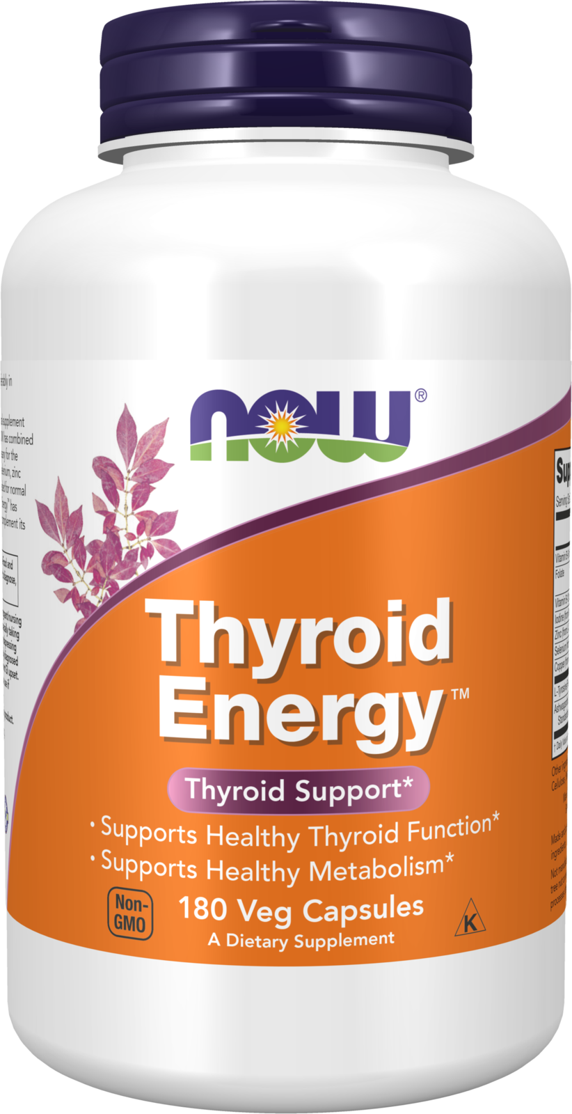NOW Supplements, Thyroid Energy™, Iodine and Tyrosine, 180 Veg Caps — product image