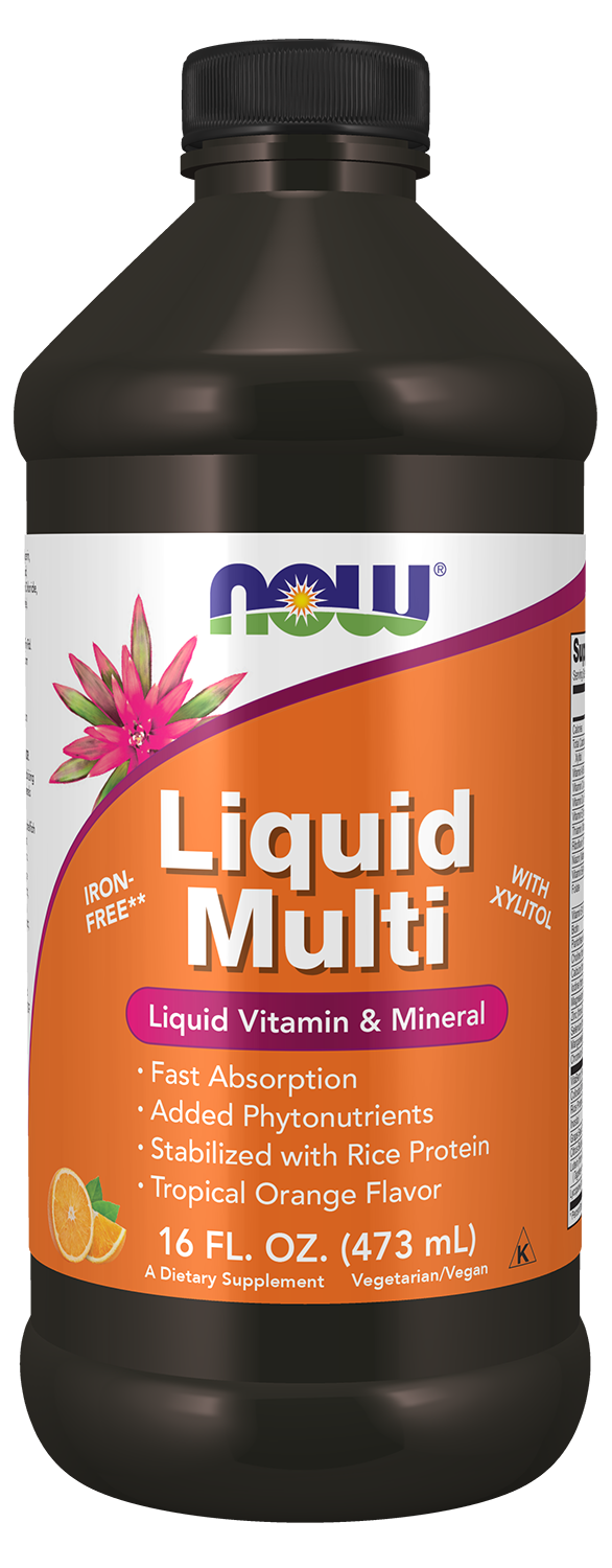 NOW Supplements, Liquid Multi, Tropical Orange Flavor, 16 oz — product image