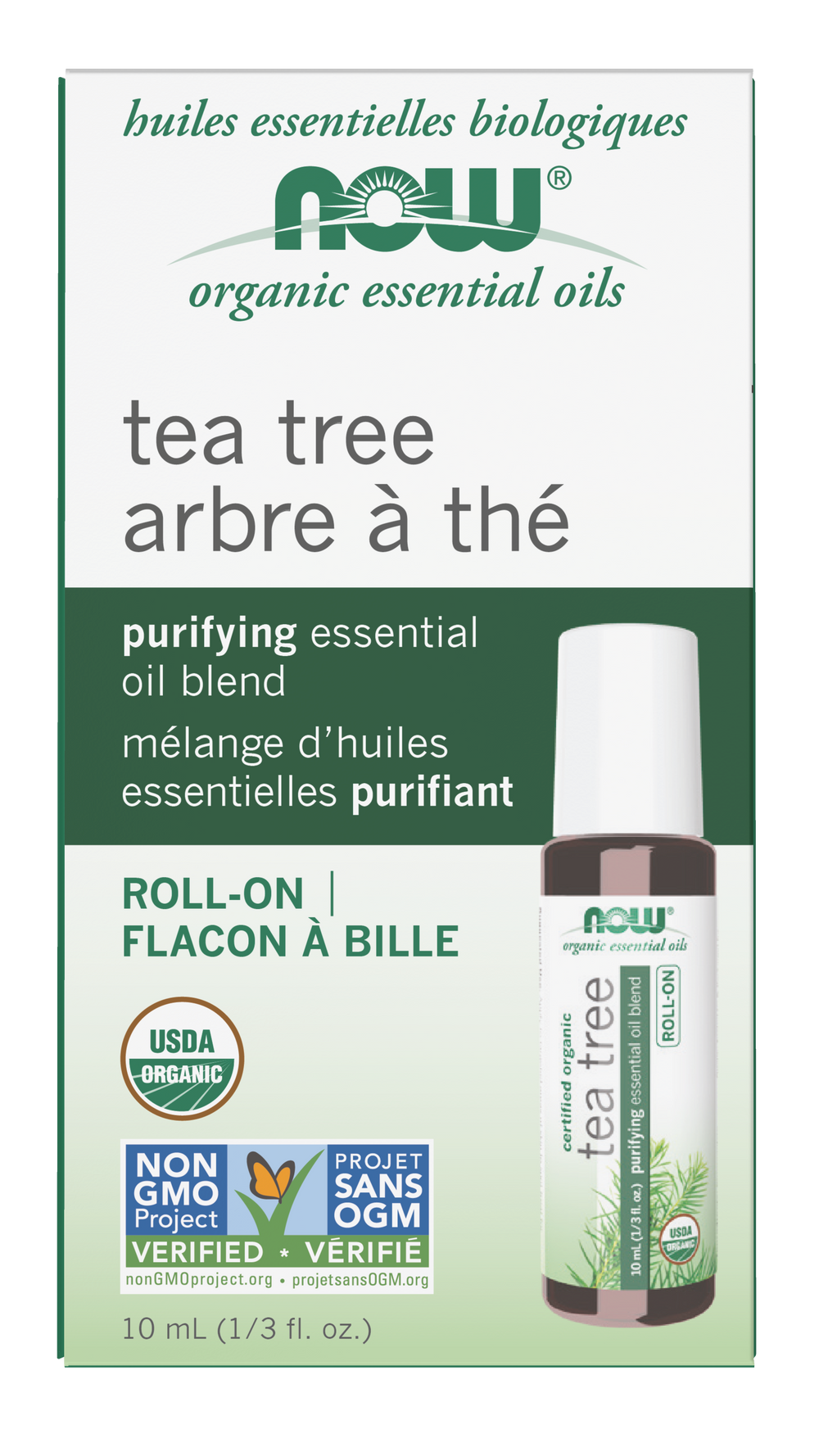 NOW Essential Oils, Organic Tea Tree Oil Purifying Roll-On, 10 mL — product image