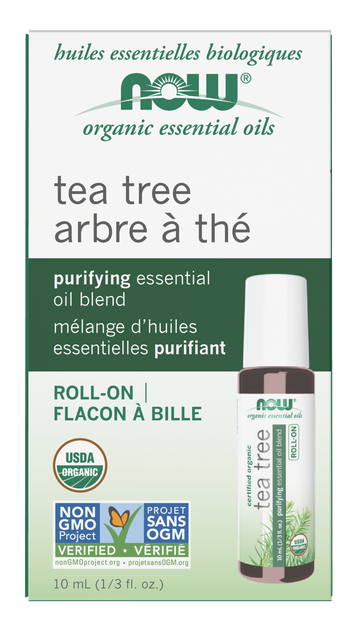 NOW Essential Oils, Organic Tea Tree Oil Purifying Roll-On, 10 mL