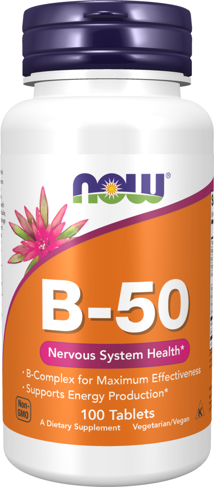 NOW Supplements, Vitamin B-50 mg, Nervous System Health*, 100 Tabs — product image