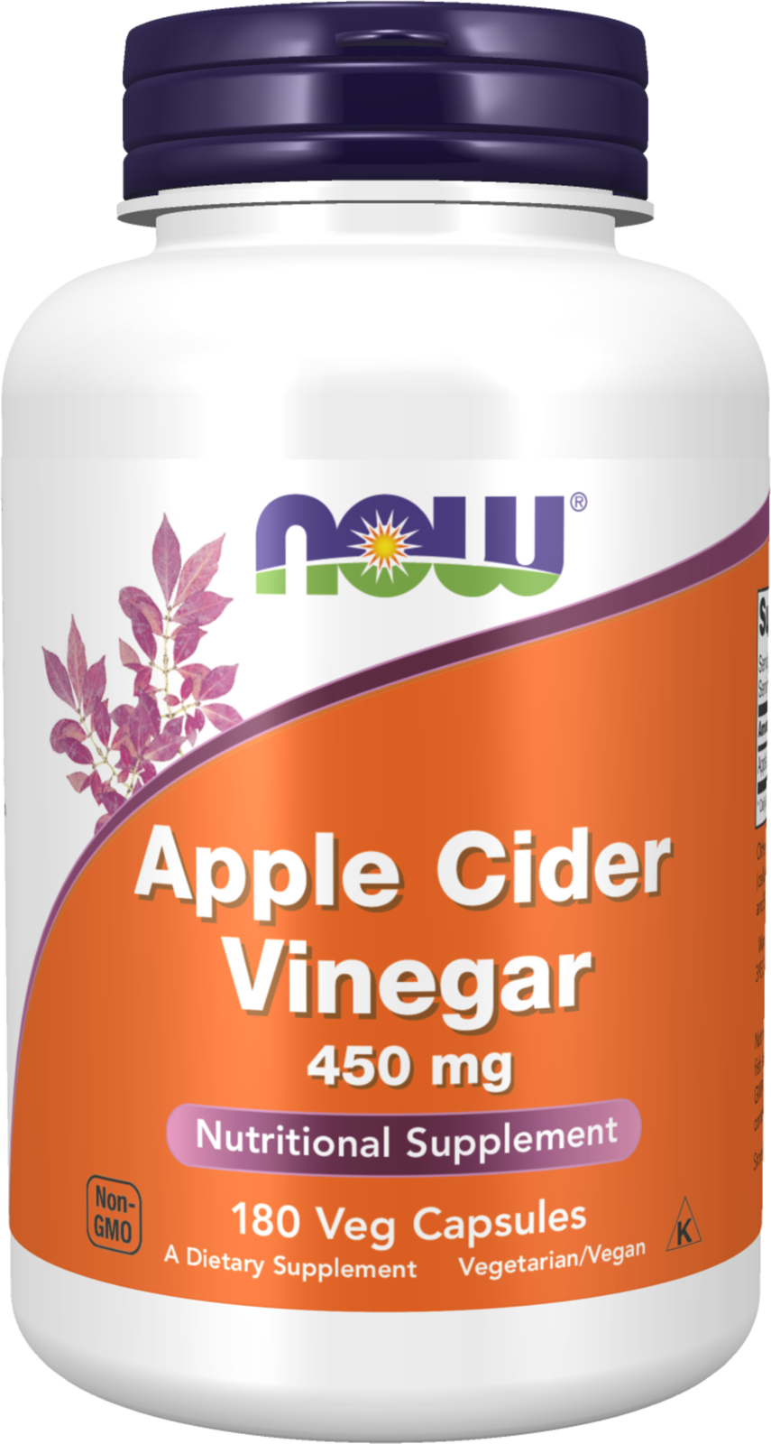 NOW Supplements, Apple Cider Vinegar 450 mg, 180 Veg Caps — product image