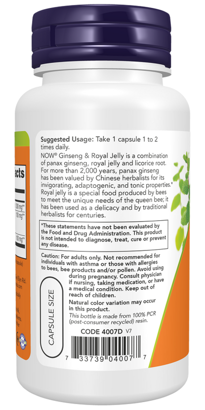 Now Foods Ginseng & Royal Jelly 90 Capsules