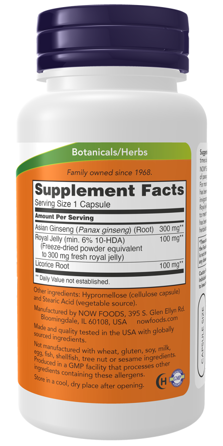 Now Foods Ginseng & Royal Jelly 90 Capsules