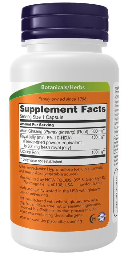 Now Foods Ginseng & Royal Jelly 90 Capsules